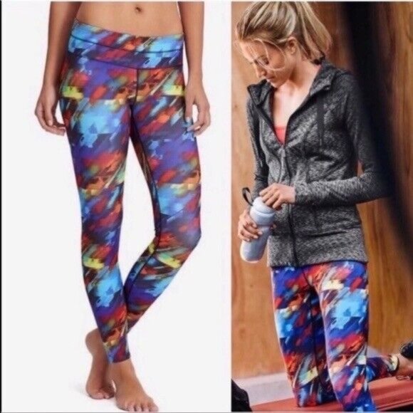 Athleta Sonar Colorburst Leggings Colorful Women’s XS Stretch Back Zip Pocket - Picture 1 of 5